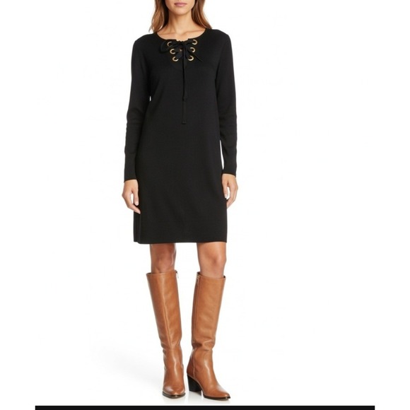 Vineyard Vines Sweaters - Vineyard Vines Wool Dress Sz S / 6 Sweater Black Merino Coastal Sailor Tunic Top
